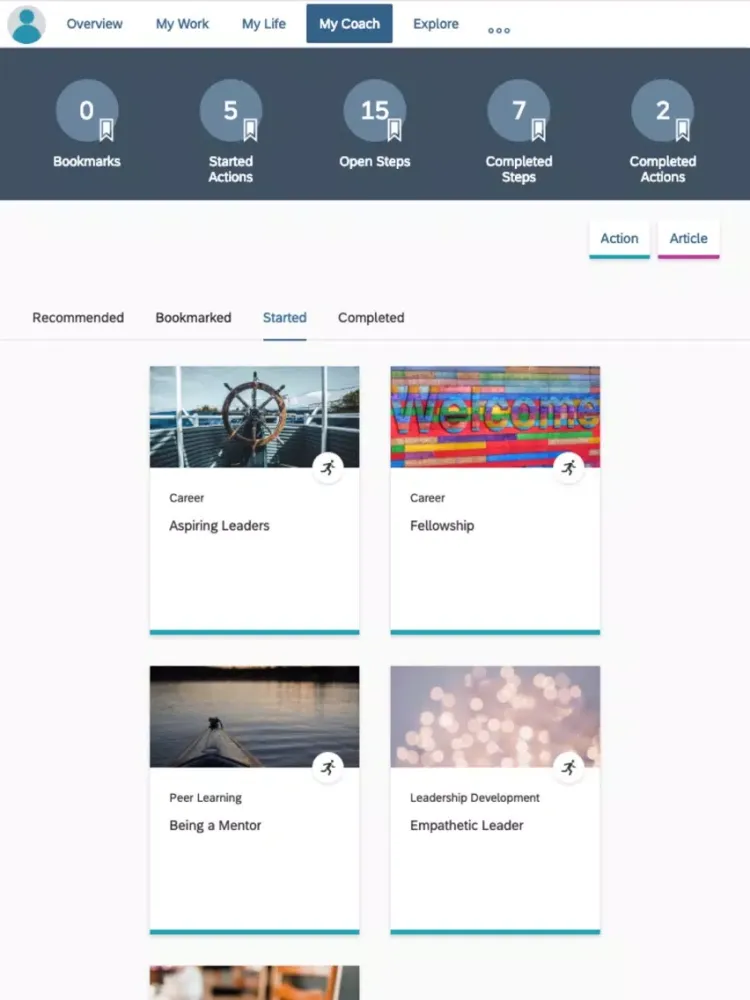Ảnh chụp màn hình của SAP SuccessFactors Work-Life iPad 