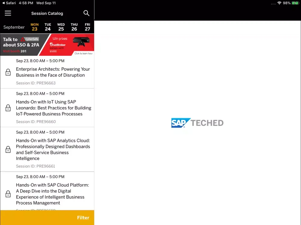 SAP TechEd Global iPad 应用截图
