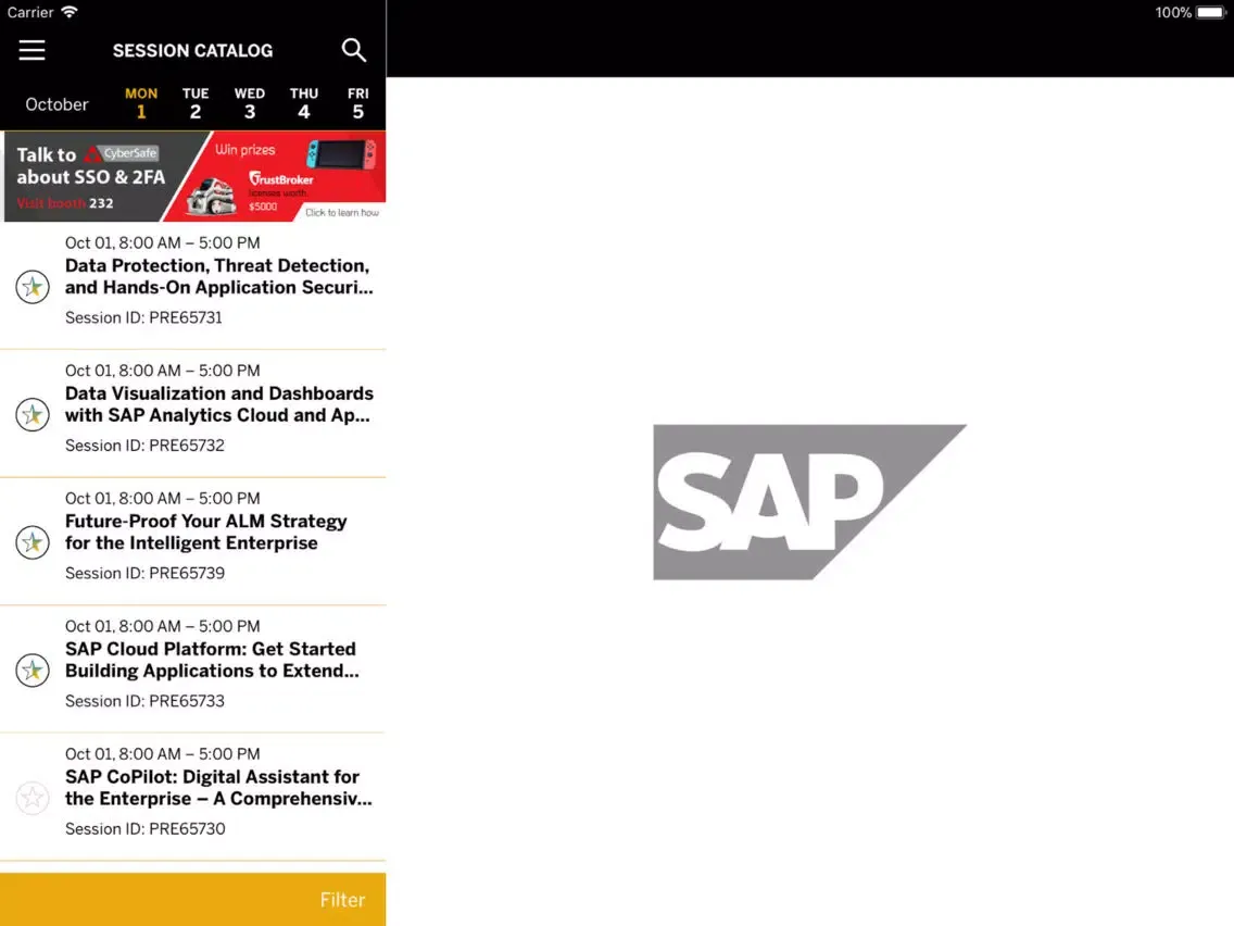 Capturas de tela do SAP TechEd iPad 