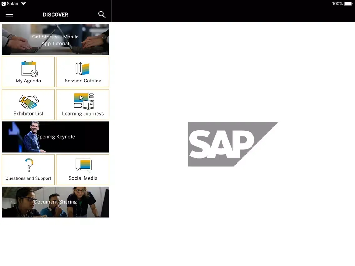 Capturas de tela do SAP TechEd iPad 