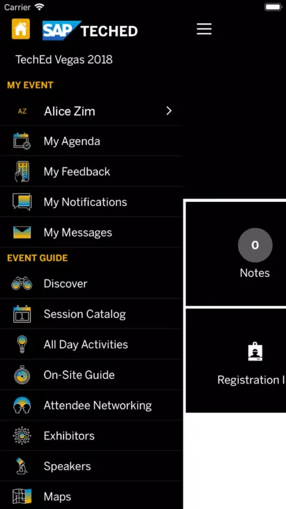 Capturas de tela do SAP TechEd