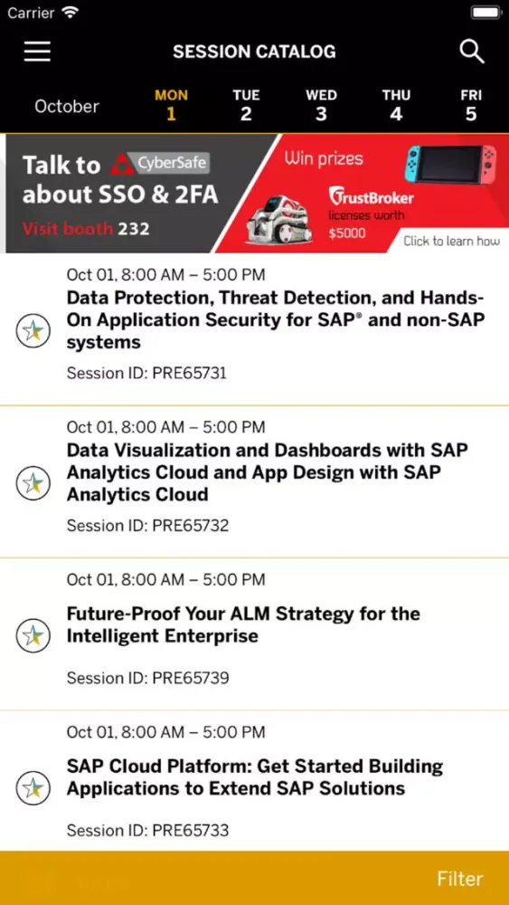 Capturas de tela do SAP TechEd
