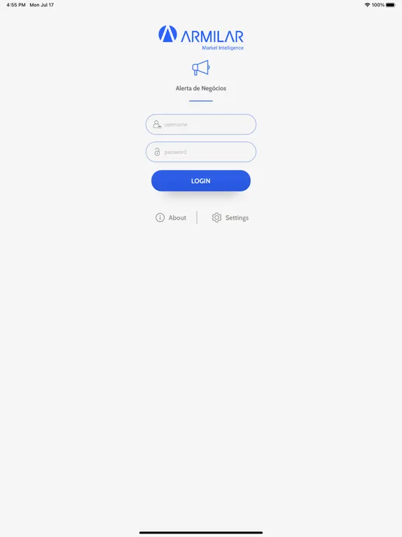 Tangkapan layar Alerta de Negócios iPad 