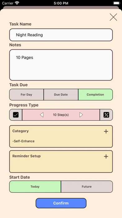 Tangkapan skrin Habitus - Task Manager