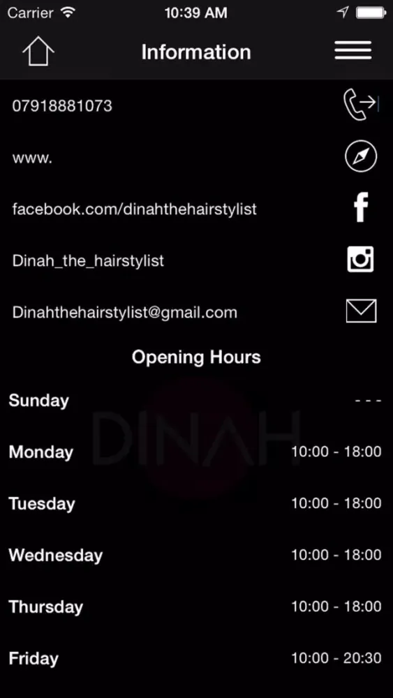 Ảnh chụp màn hình của Dinah The Hair Stylist