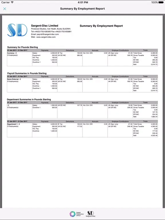 SD Payroll iPad  Screenshots