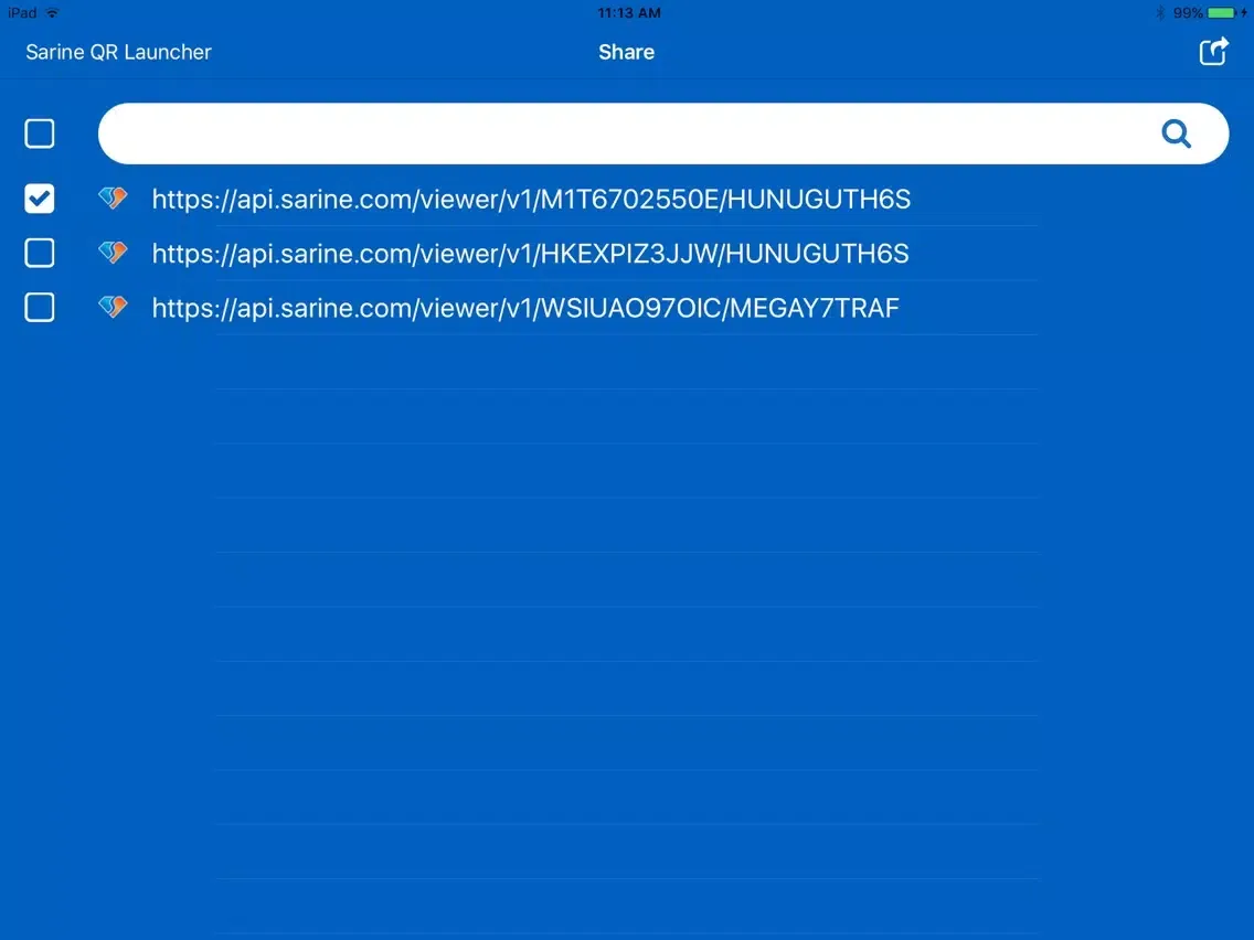 Tangkapan layar Sarine QR Launcher iPad 