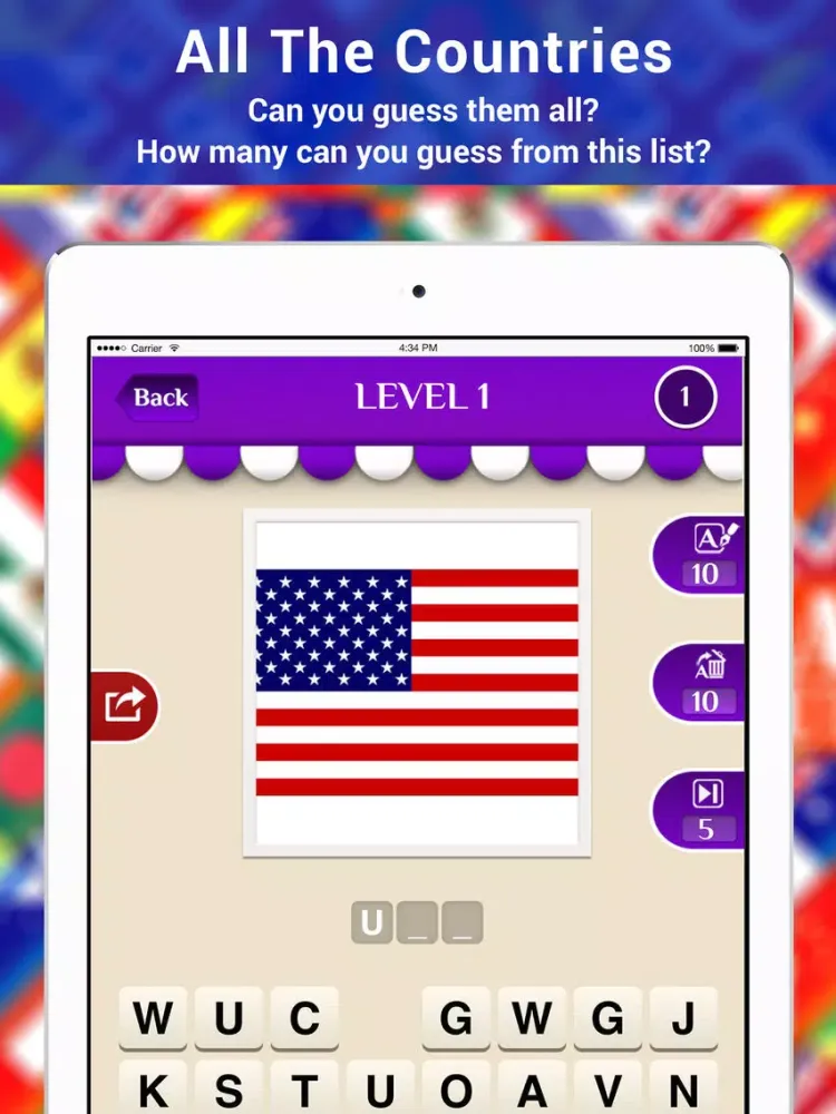Flag Quiz! - Guessing Country Names from Flags iPad  Screenshots