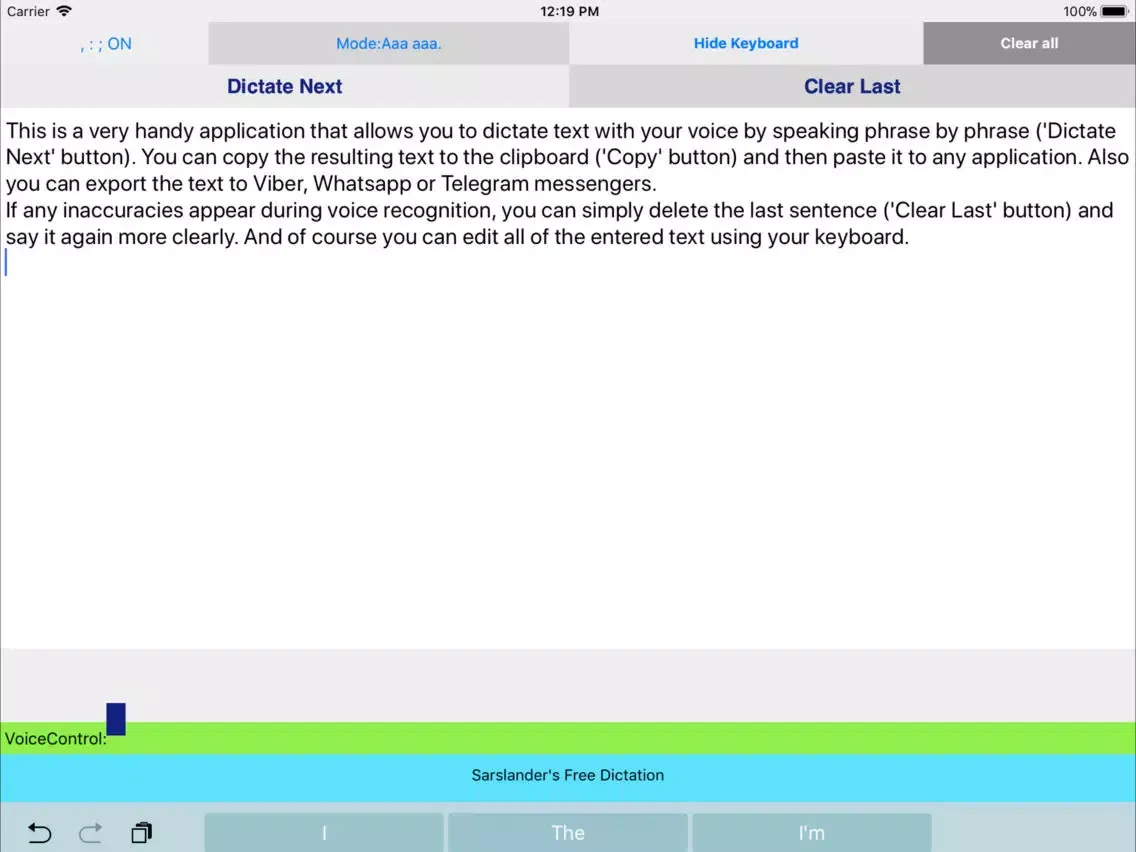 Tangkapan skrin Simply Voice Dictation iPad 