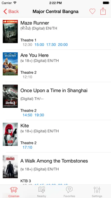 Thai Showtimes Screenshots