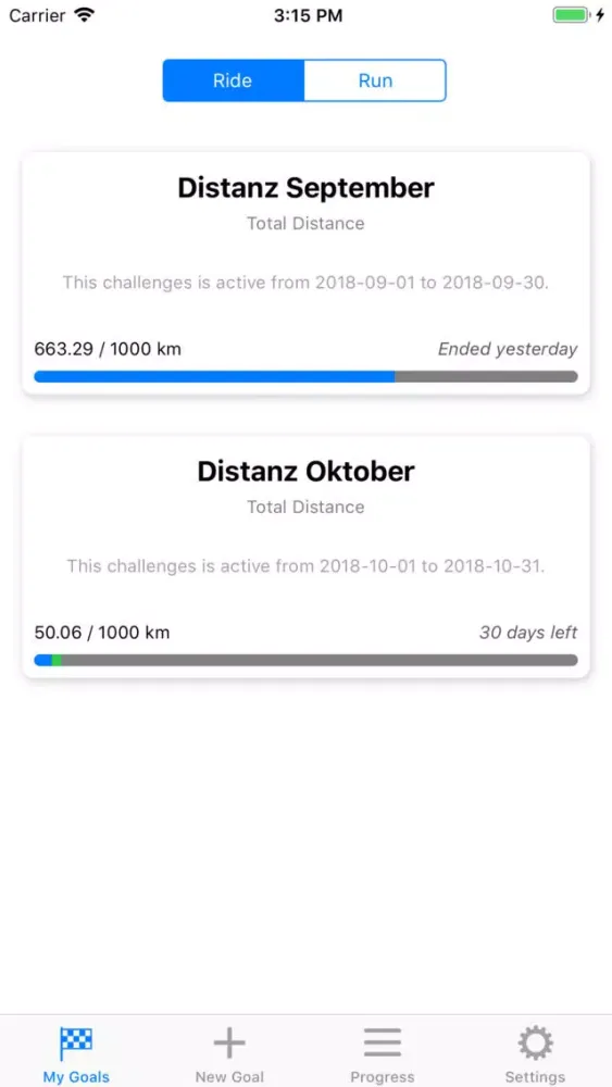 Ảnh chụp màn hình của Cycling And Running Goals