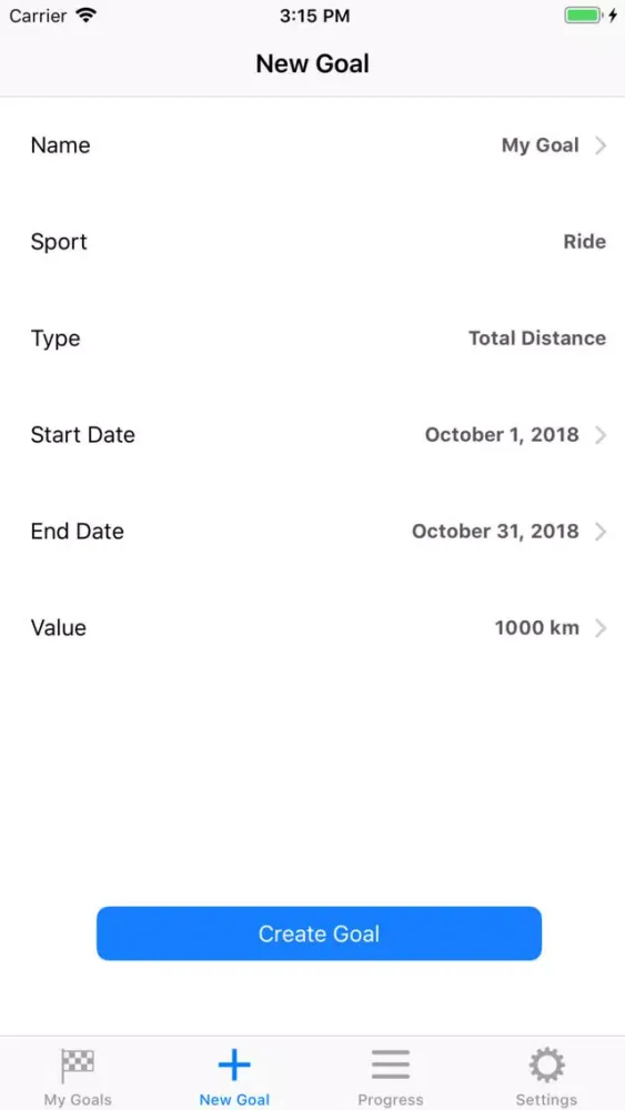Ảnh chụp màn hình của Cycling And Running Goals