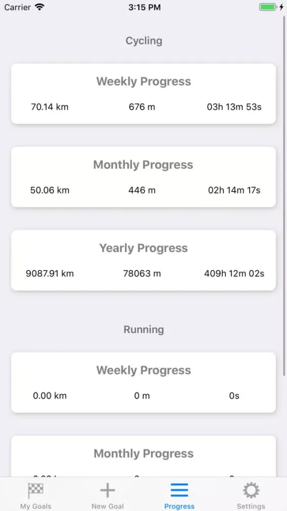 Ảnh chụp màn hình của Cycling And Running Goals