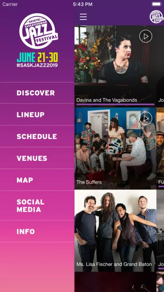Captures d'écran de SaskTel Saskatchewan Jazz Fest