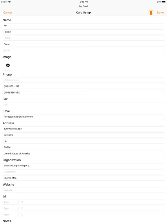 Zrzuty ekranu Biz-Card App iPad 