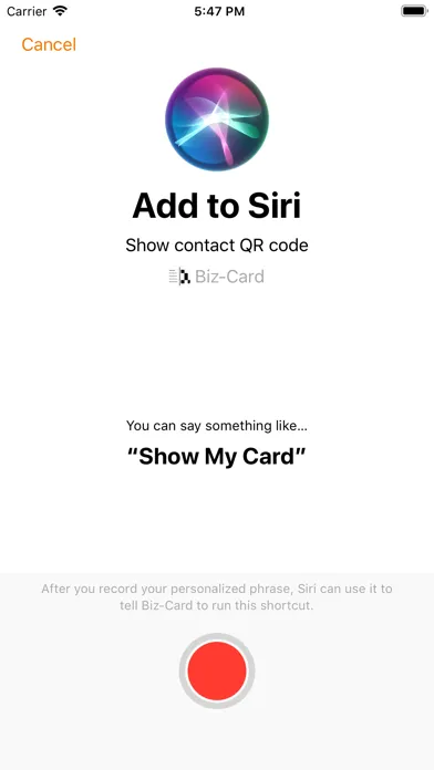 Zrzuty ekranu Biz-Card App