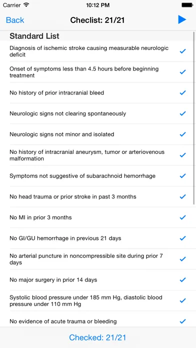 Capturas de tela do IV Stroke Thrombolysis