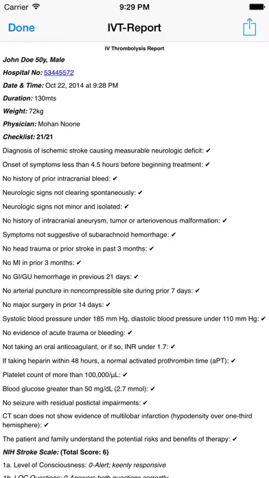 Capturas de tela do IV Stroke Thrombolysis