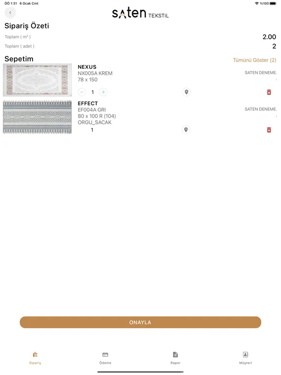 Saten Tekstil B2B iPad 應用截圖