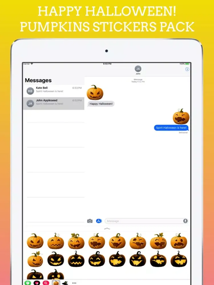 Ảnh chụp màn hình của Pumpkings Halloween Emoji iPad 