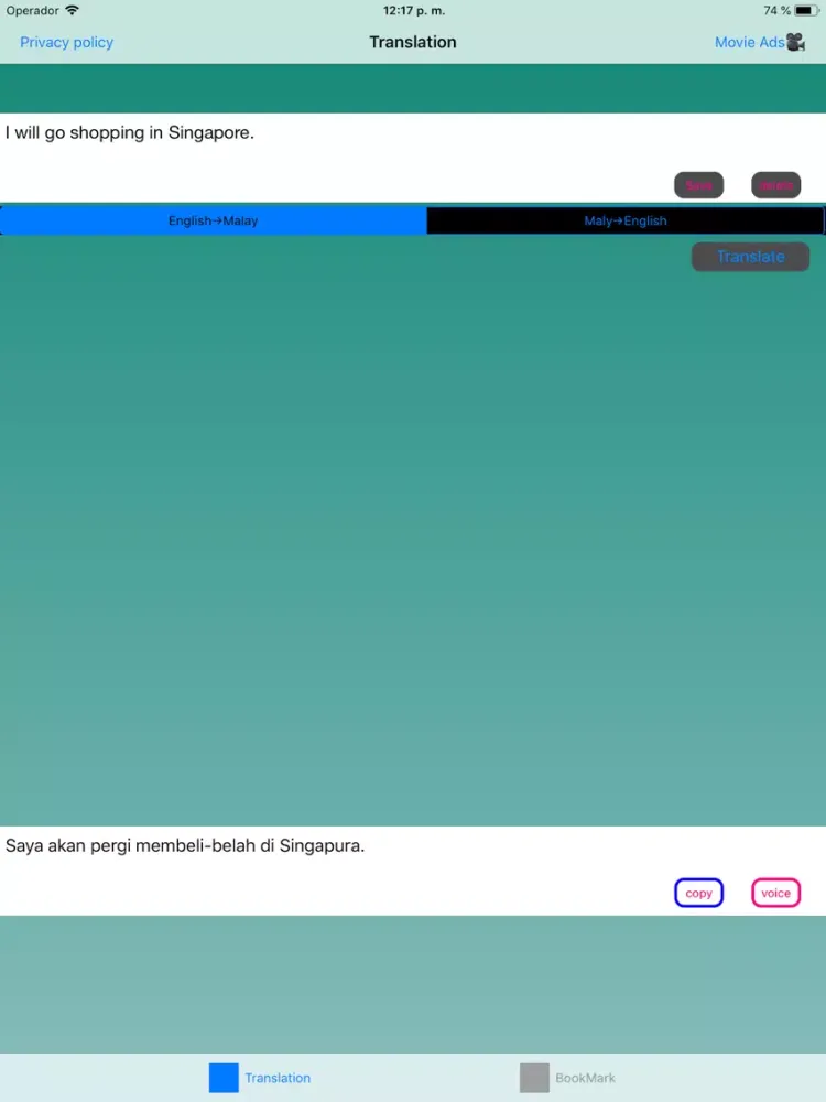 Capturas de tela do English to Malay Translation iPad 