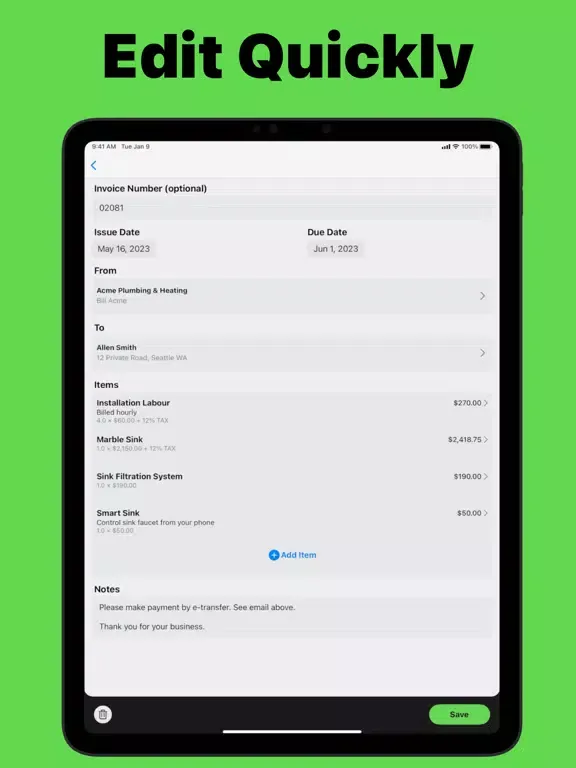 Invoice Forms — Receipt Maker iPad  Ekran Görüntüleri