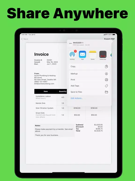 Invoice Forms — Receipt Maker iPad  Ekran Görüntüleri