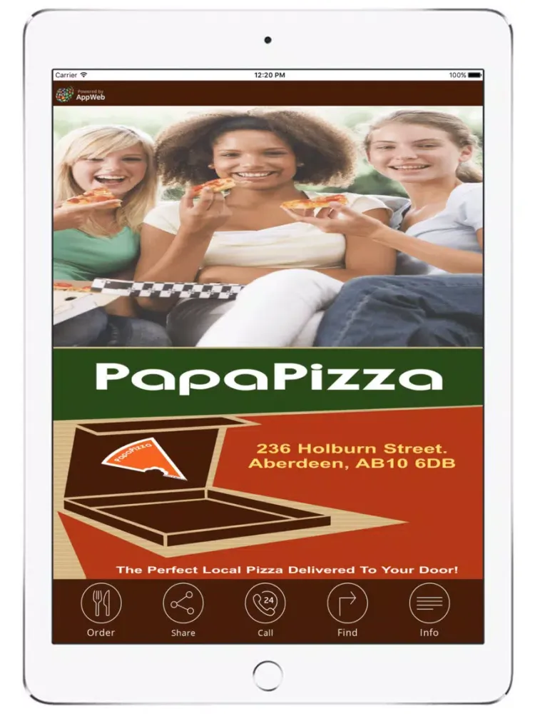 Tangkapan layar PapaPizza Aberdeen iPad 