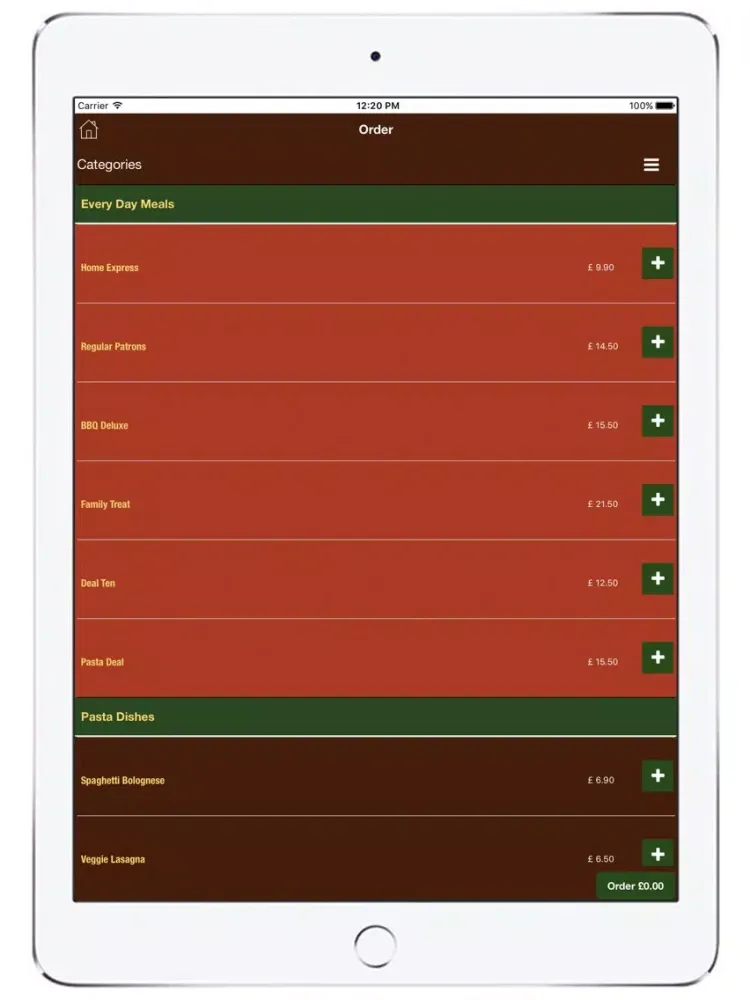 Tangkapan layar PapaPizza Aberdeen iPad 
