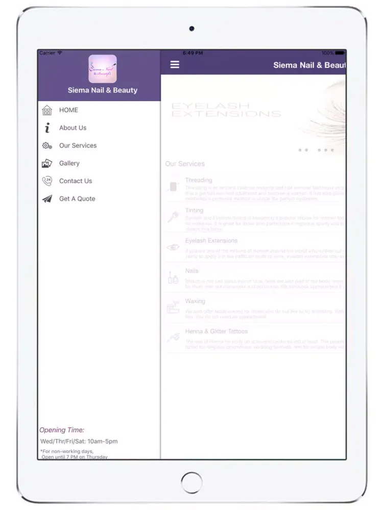 ภาพหน้าจอของ Siema Nail and Beauty iPad 