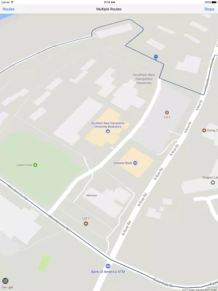 Tangkapan skrin SNHU Campus Shuttle iPad 