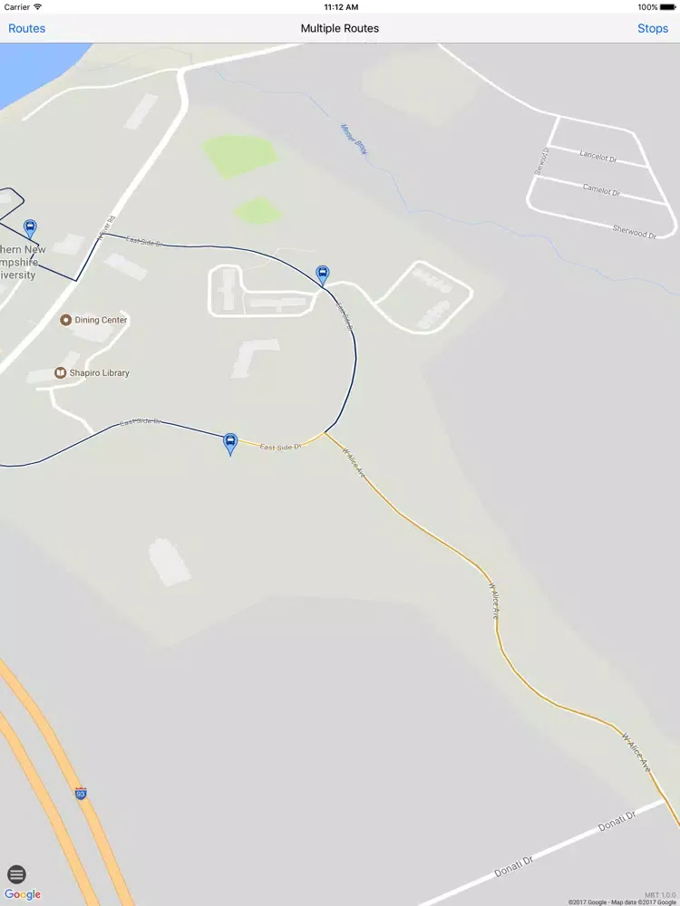 Tangkapan skrin SNHU Campus Shuttle iPad 