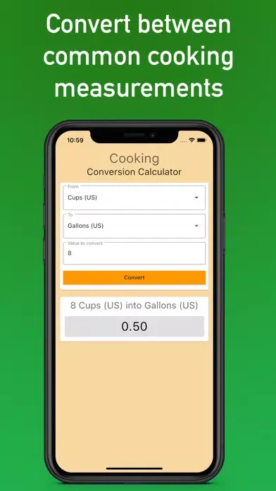 Cooking Conversion Calculator Ekran Görüntüleri