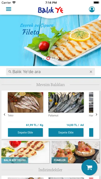 Zrzuty ekranu BalıkYe - Online Balık Marketi