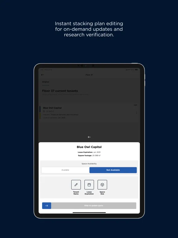 Ảnh chụp màn hình của Savills Stacker iPad 