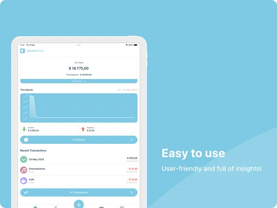 Saving Diary - Expense Tracker iPad  スクリーンショット