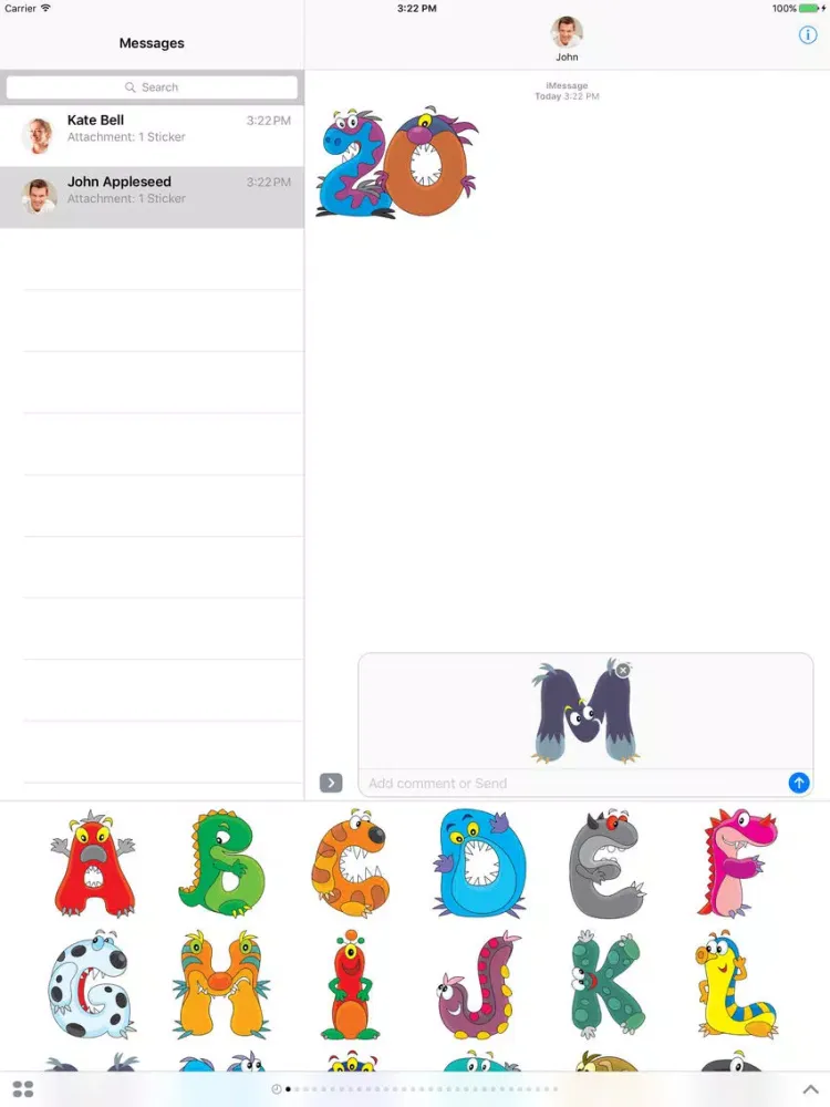 Ảnh chụp màn hình của ABC - Stickers for iMessage iPad 