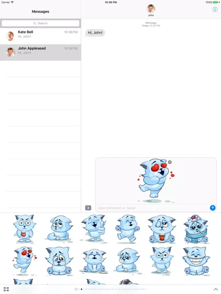 Capturas de tela do White Cat - Stickers for iMessage iPad 