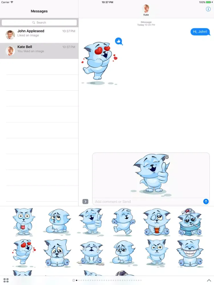 Capturas de tela do White Cat - Stickers for iMessage iPad 