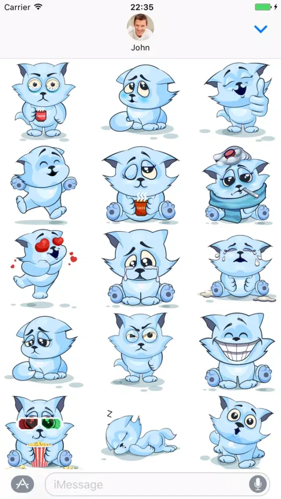 Capturas de tela do White Cat - Stickers for iMessage