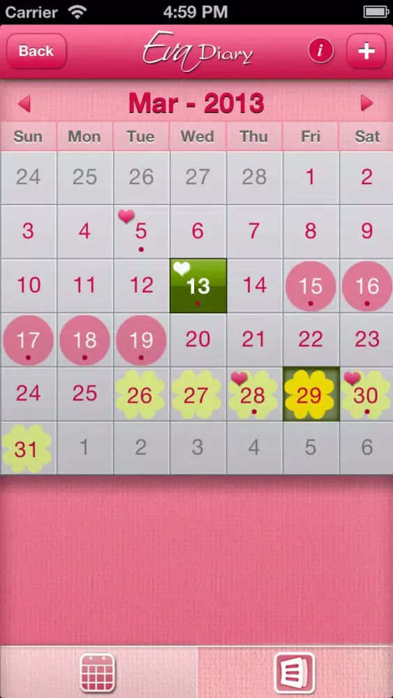 Eva Diary - Period Management Screenshots