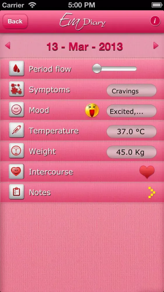 Eva Diary - Period Management Screenshots