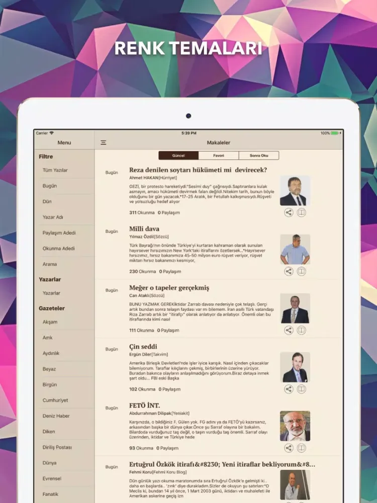تصاویر Makale App - Köşe Yazıları iPad 