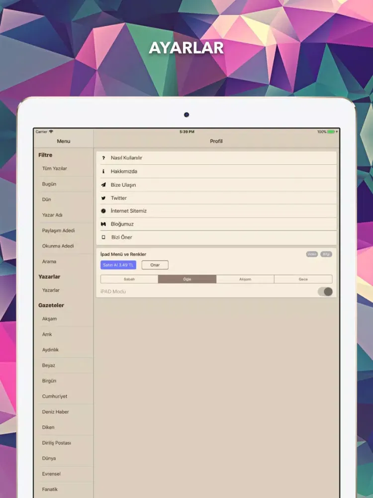 تصاویر Makale App - Köşe Yazıları iPad 