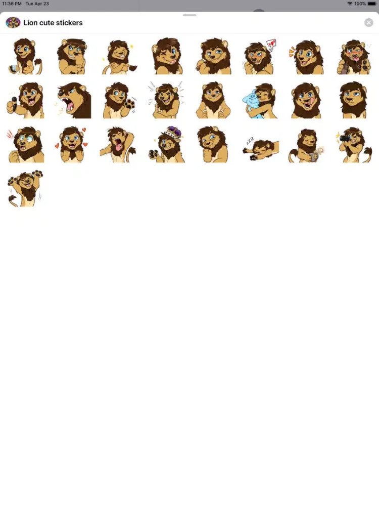 Lion Adorable pack stickers iPad  Screenshots