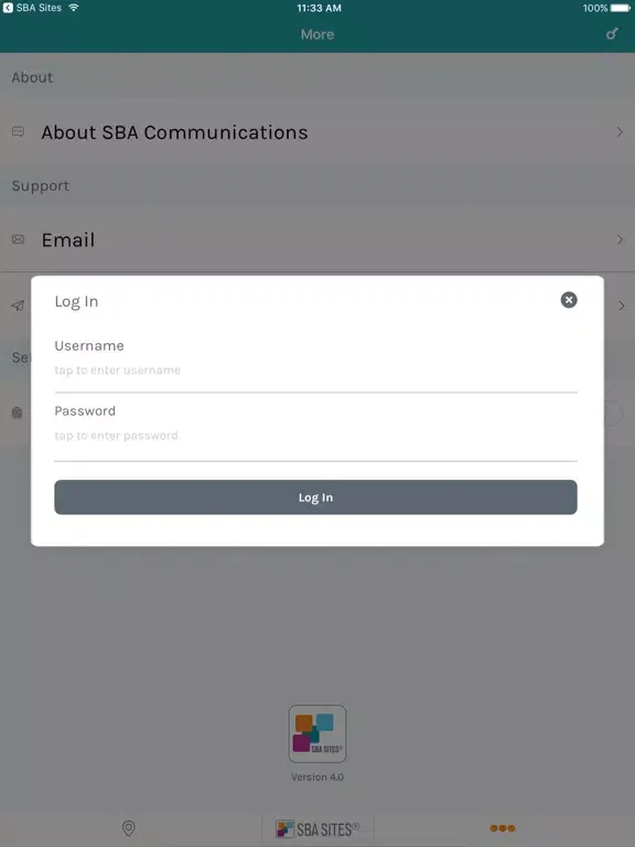 ภาพหน้าจอของ SBA Sites iPad 