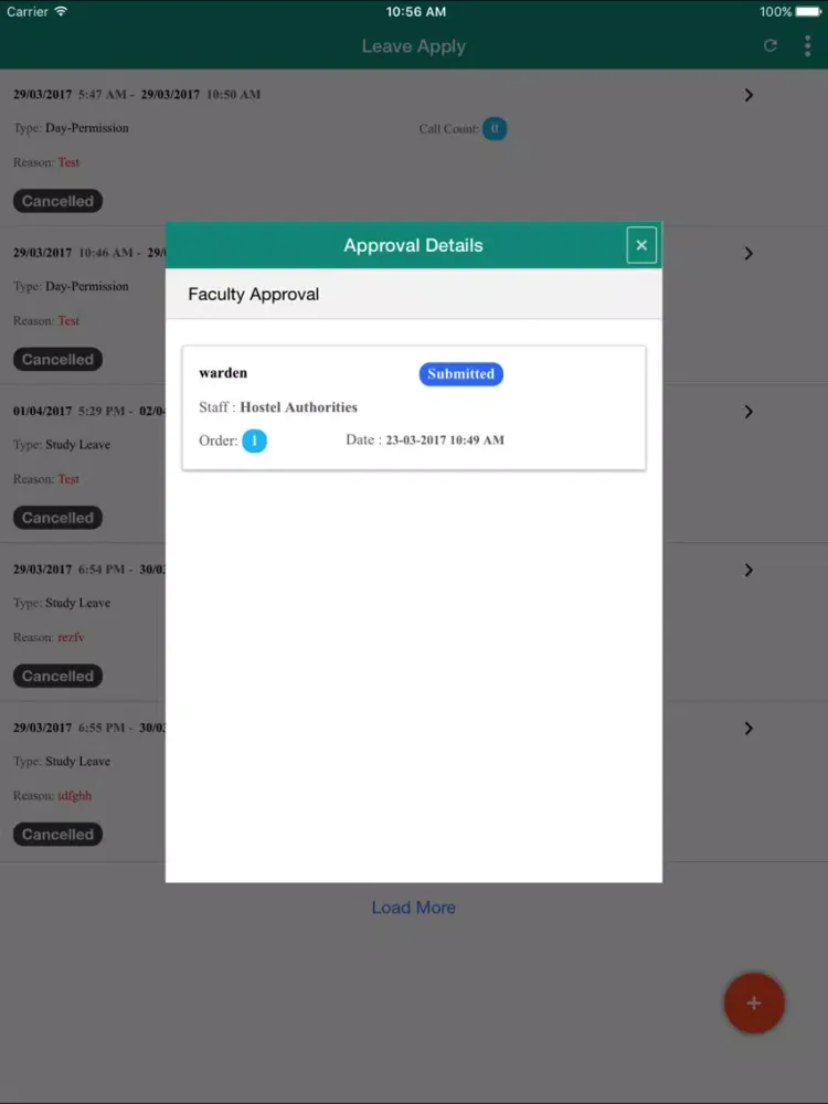 Tangkapan layar KCT Hostel App - Student iPad 