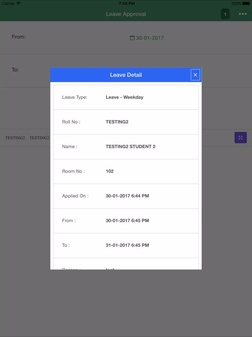 Ảnh chụp màn hình của KCT Hostel App - Faculty iPad 
