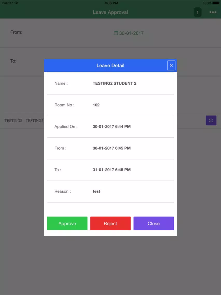 Ảnh chụp màn hình của KCT Hostel App - Faculty iPad 