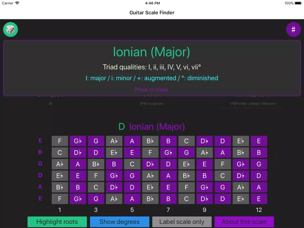 Guitar Scale Finder iPad  স্ক্রিনশট